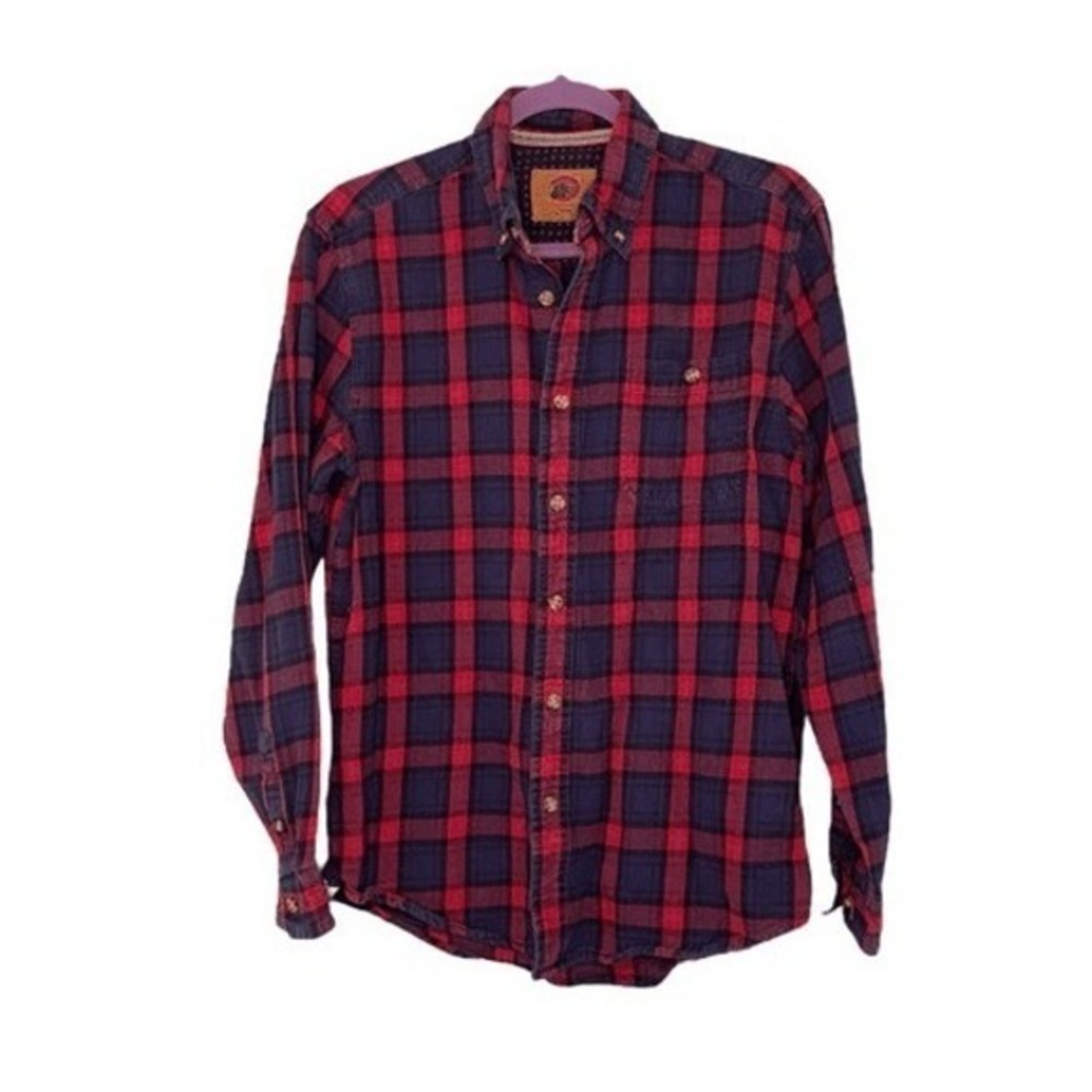 Boston Traders Flannel Button Down Shirt Red Blue Green Black Buffalo Plaid Medi